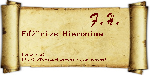 Fórizs Hieronima névjegykártya